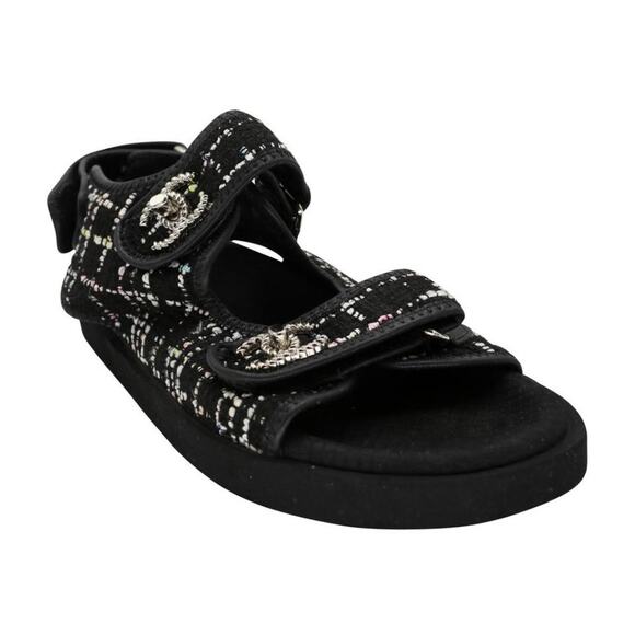 Chanel Dad 39 Tweed Fabric and Leather CC Sandals CC-S0207N-0003 - Picture 7 of 11